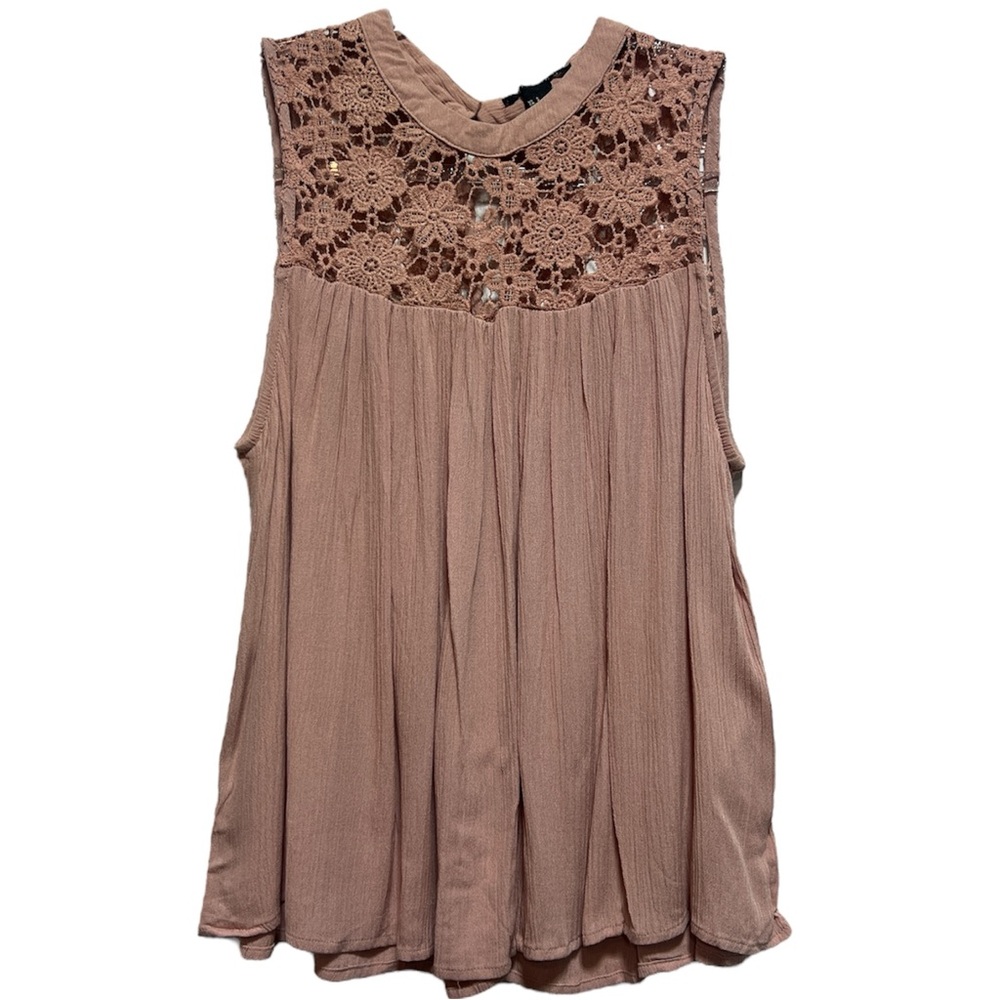 Forever 21 Lace Detail Sleeveless Dusty Pink Top - Size Small